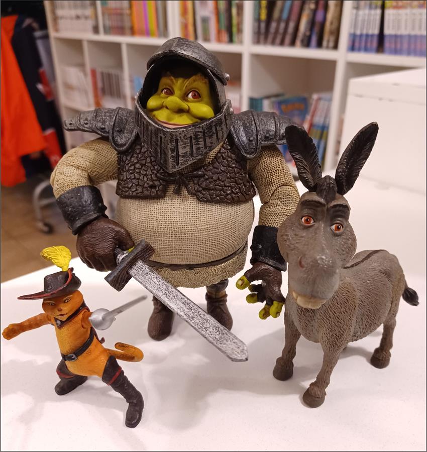 FIGURAS DE SHREK ORIGINALES BURRO GATO CON BOTAS (LAS 3 FIGURAS JUNTAS)